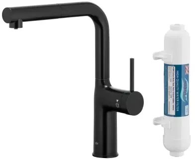 Bateria kuchenna KFA 6623-422-81 / DUERO PURE MOVE PULL-OUT BATERIA KUCHENNA Z FUNKCJĄ FILTRACJI WODY I WYCIĄGANĄ WYLEWKĄ, CZARNA + FILTR HYDRO+