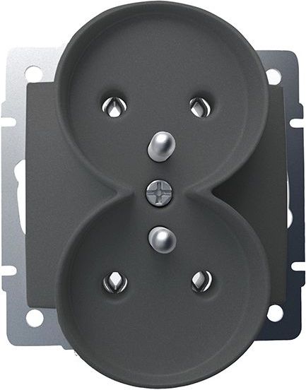 Kanlux Gniazdo Logi 2-krotne francuskie z uziemieniem grafit (25269)