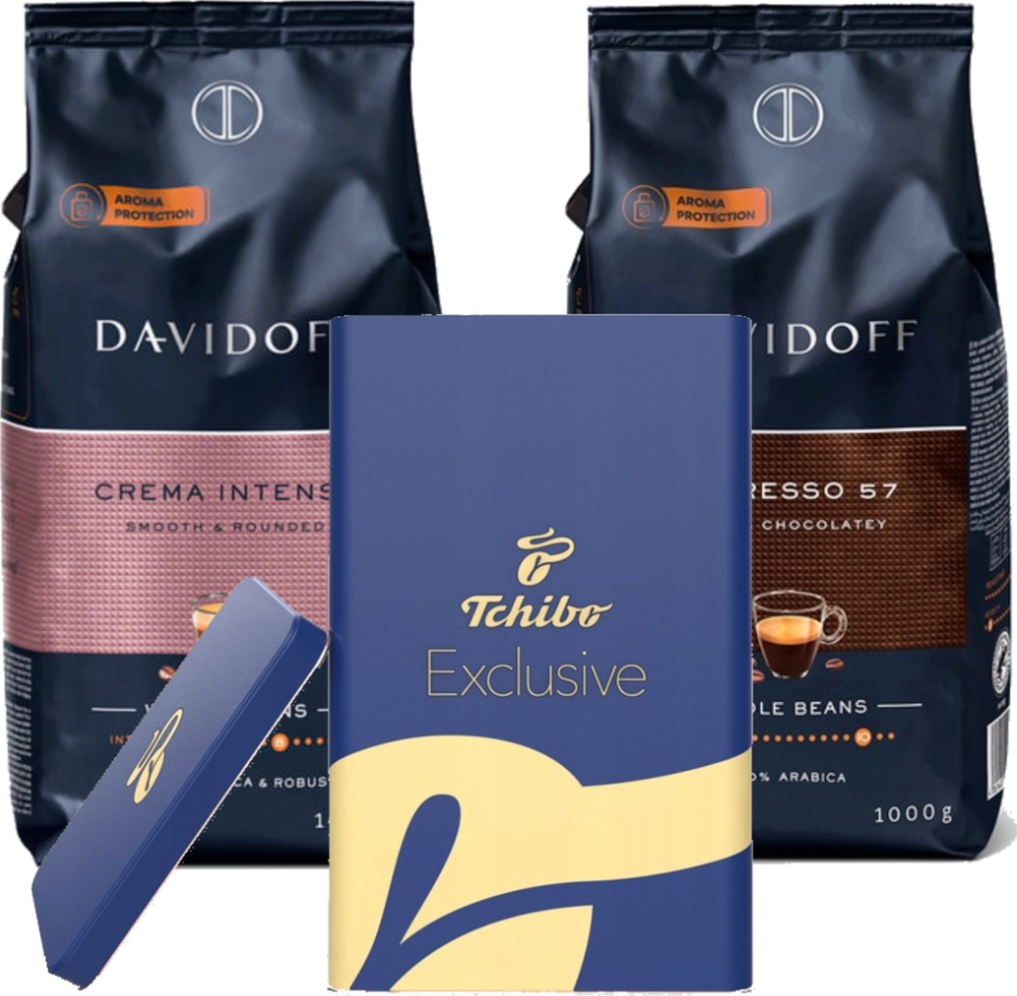 Kawa ziarnista Davidoff Zestaw: Espresso 57 1kg + Crema Intense 1kg + Puszka