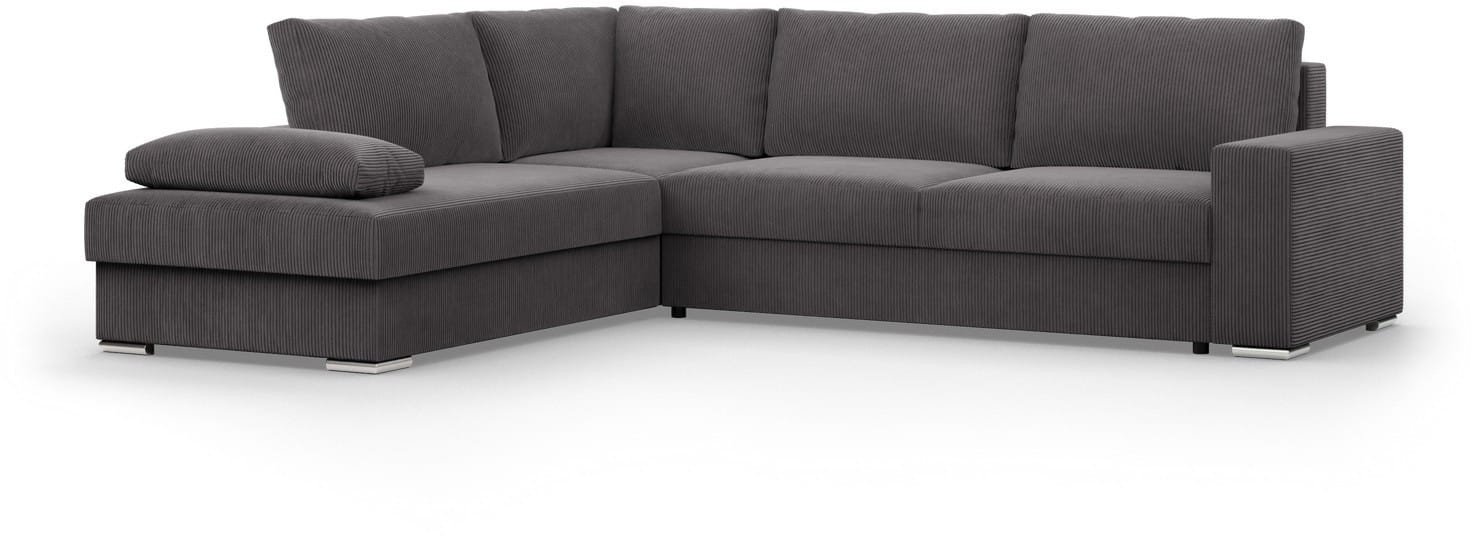 Duży narożnik, Momento, lewy, sztruks, 287x231x86 cm, ciemny szary | TYLETEGOTU