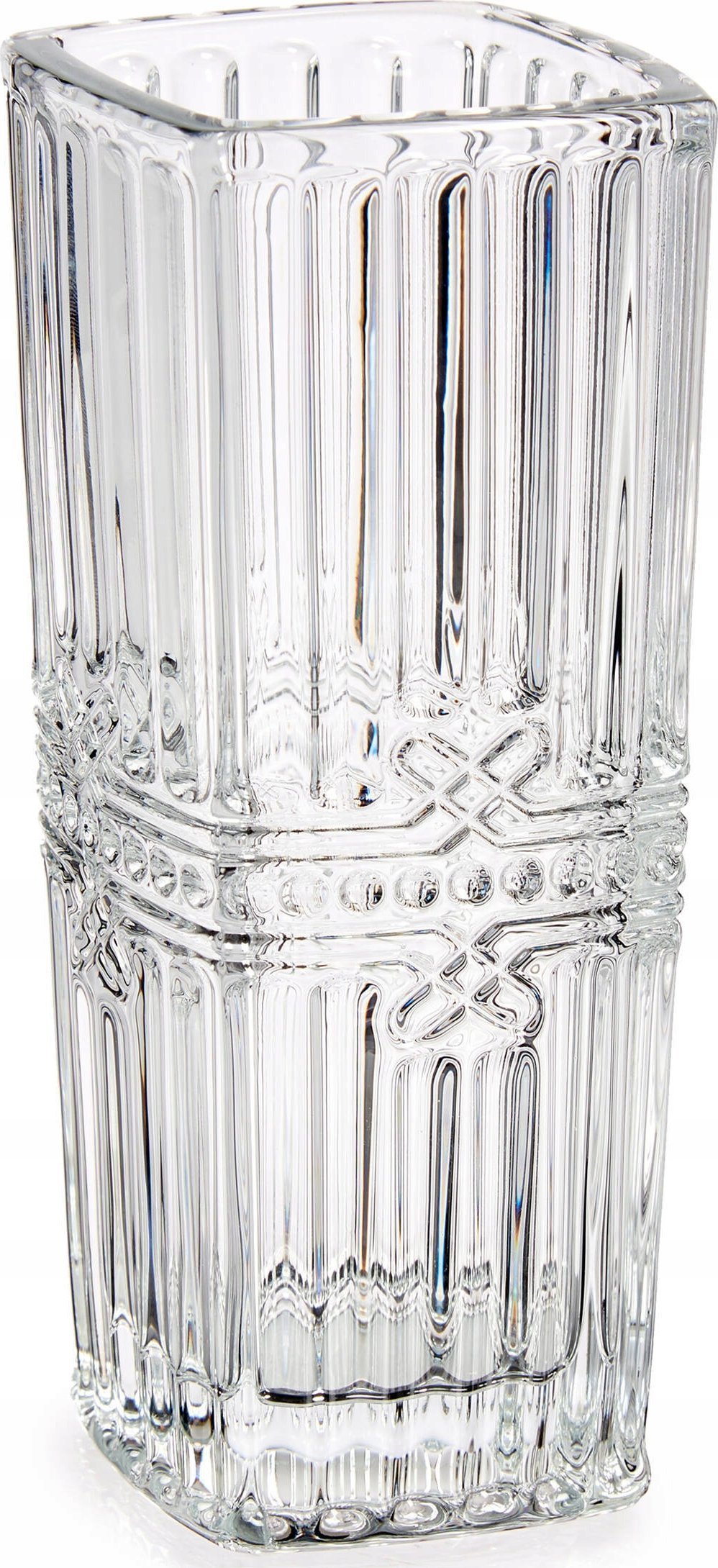 Gift Decor Kwadratowy wazon z kryształowym wzorem, 15 cm