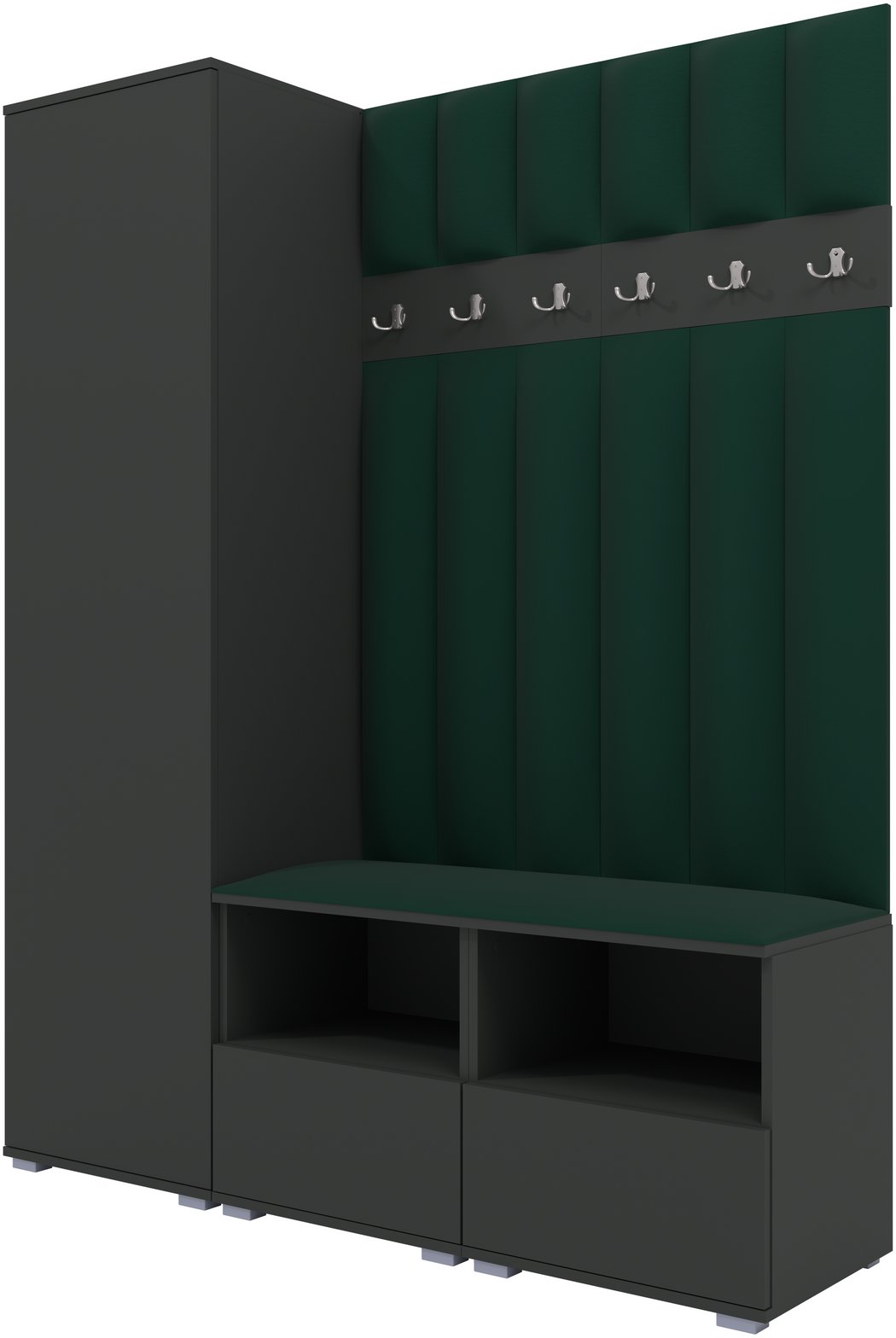 Tapicerowana garderoba Nela II LUX - kolor grafit + tkanina Trinity 28