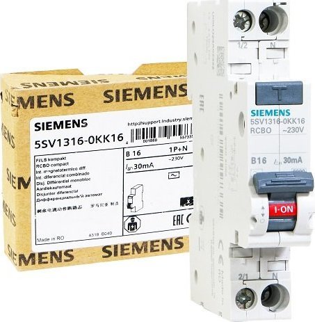 Siemens Wyłącznik różnicowo-nadprądowy 2P 16A B 0,03A typ AC 5SV1316-0KK16