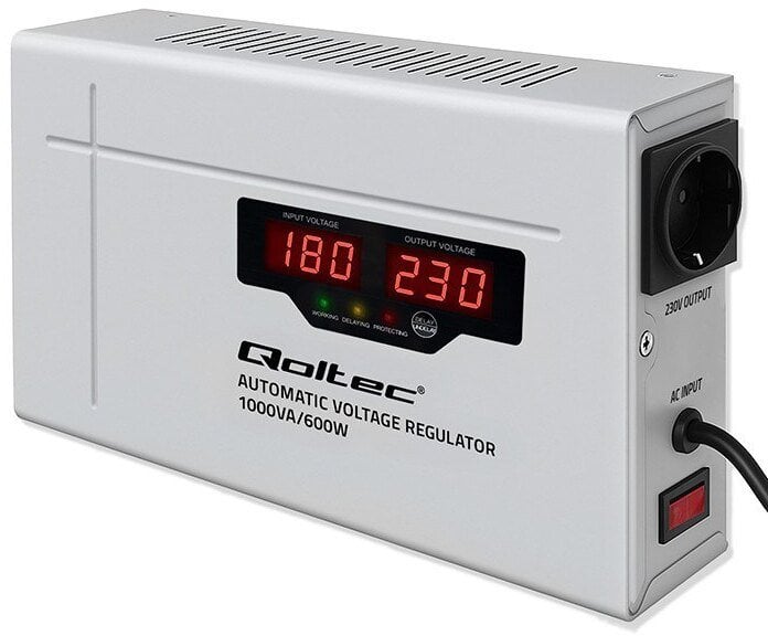 Stabilizator napięcia AVR Qoltec 1000VA 3% | Compact | Transformator toroidalny