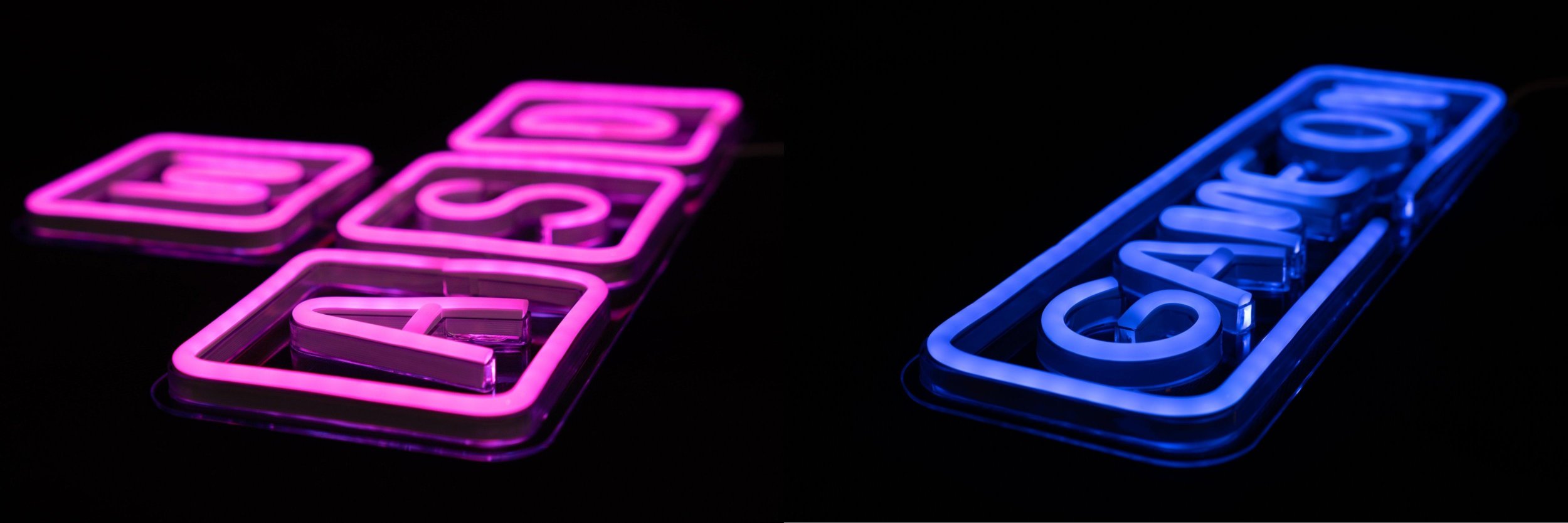 PREYON Neon ścienny WASD Purple Eye Bait (PBEB12GO) + Neon ścienny GAME ON Blue Eye Bait (PPEB28WD)