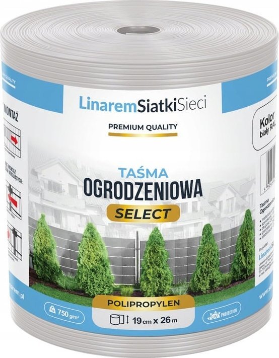 Linarem SiatkiSieci TAŚMA OGRODZENIOWA PREMIUM SELECT 19x26m DO OGRODZENIA PANELOWEGO BIAŁA
