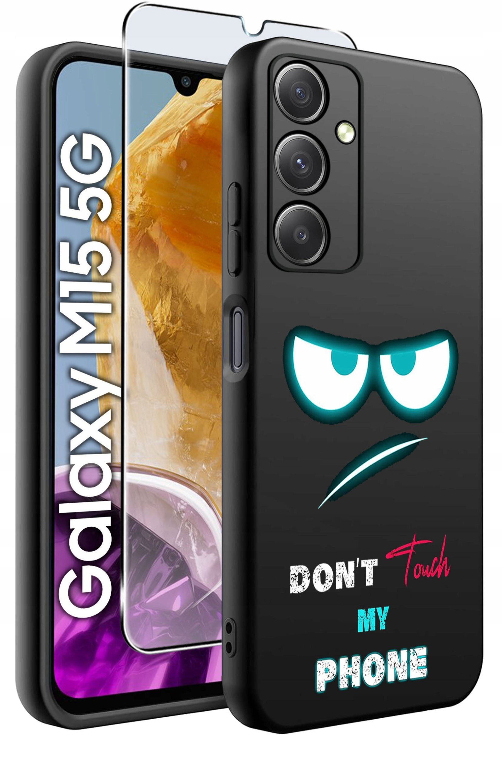 ETUI do Samsung M15 5G WZORY | SILIKONOWE MATT CASE + SZKŁO HARTOWANE 9H