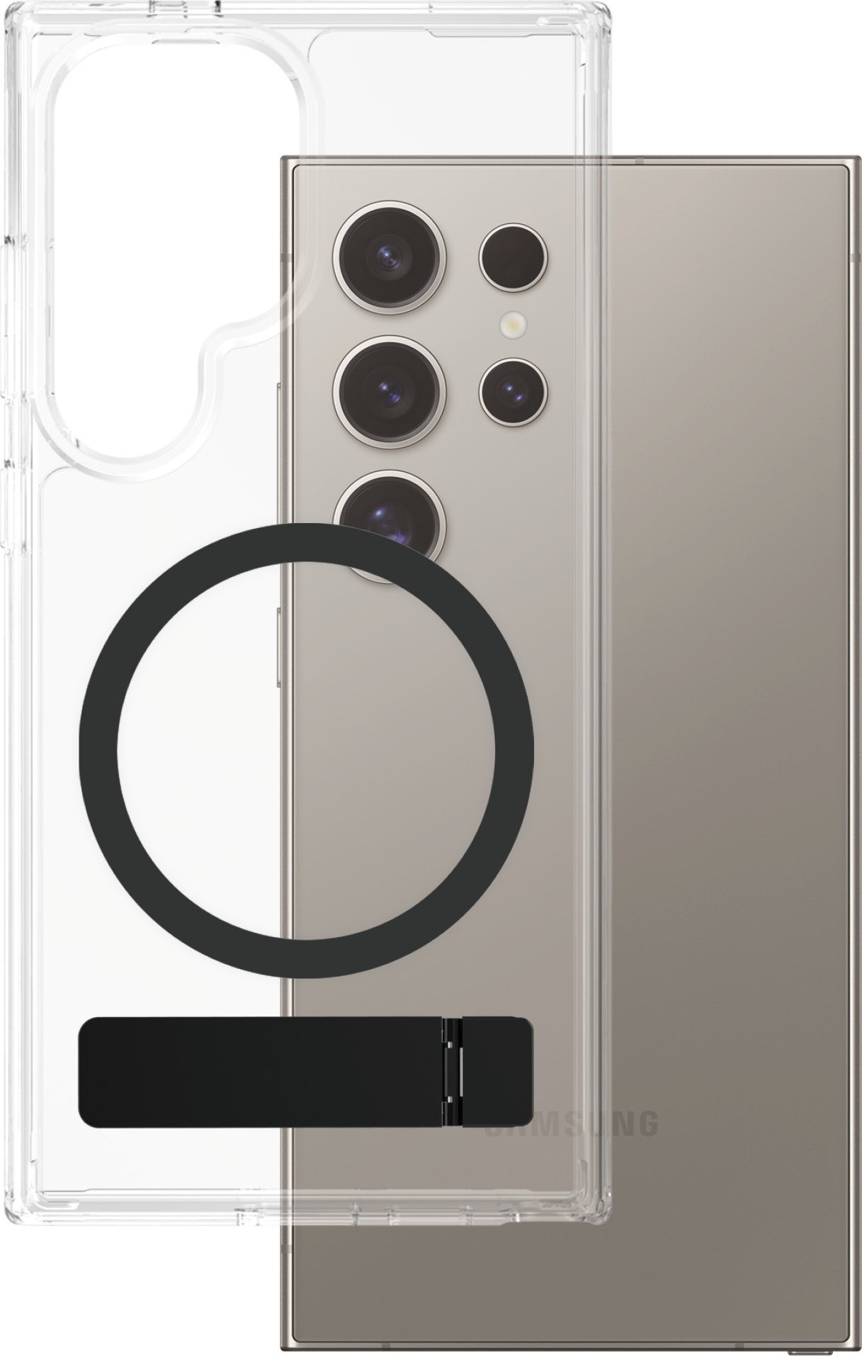 Etui CARE by PanzerGlass Feature Black Kickstand & QI do Samsung Galaxy S25 Ultra przezroczysty