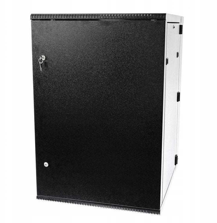 Szafa wisząca RACK 19 cali 18U/600mm drzwi pełne otwierane boki RAL 9005 BOCK-019-180-600-DP-C