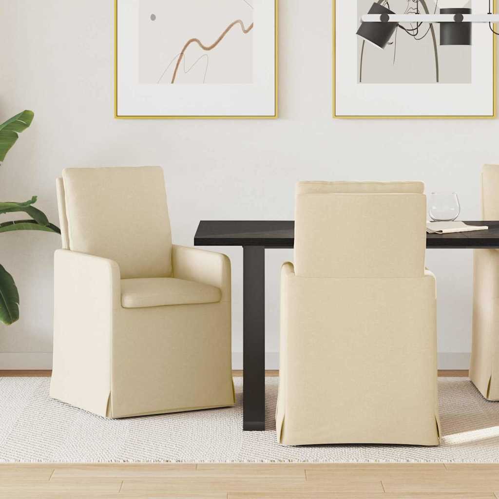 vidaXL Krzesła jadalne 2 pcs Kremowy 57 x 67 x 98 cm tkanina