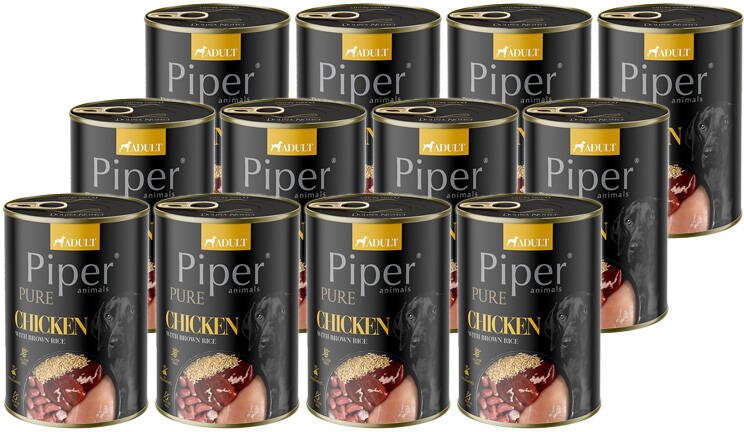 Mokra karma dla psa Piper Pure kurczak z ryżem brązowym zestaw 12 x 400 g