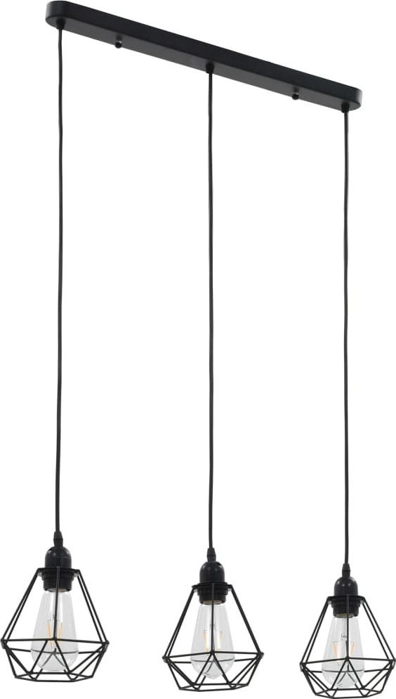 Lampa wisząca vidaXL Lampa sufitowa, diamentowe klosze, czarna, 3 żarówki E27