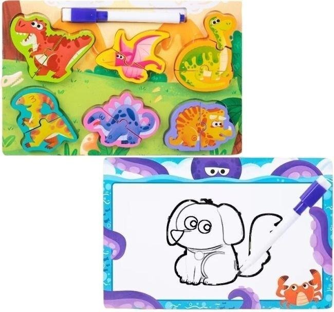 Puzzle 2w1 drewno i tablica