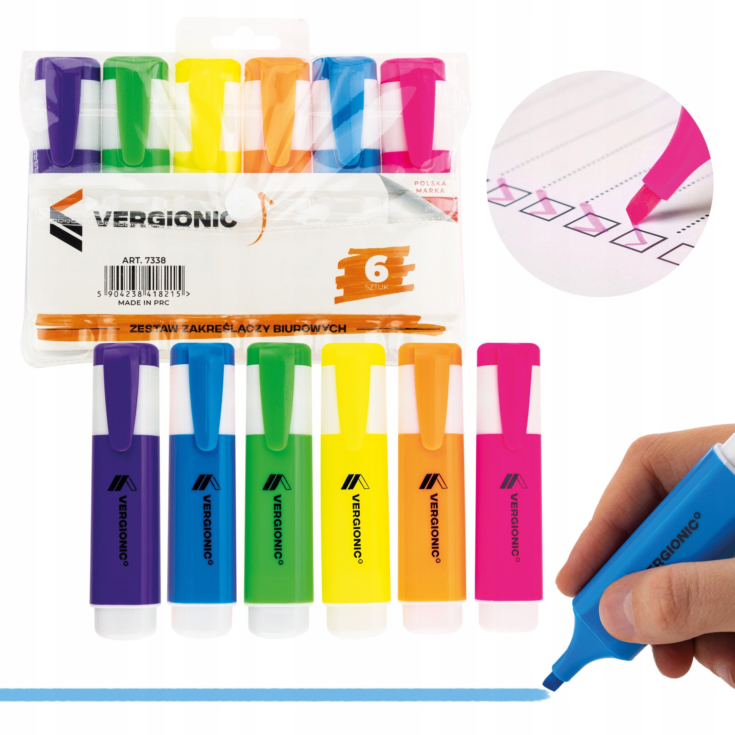 ZAKREŚLACZ SZKOLNY BIUROWY 6 KOLORÓW PASTELOWE