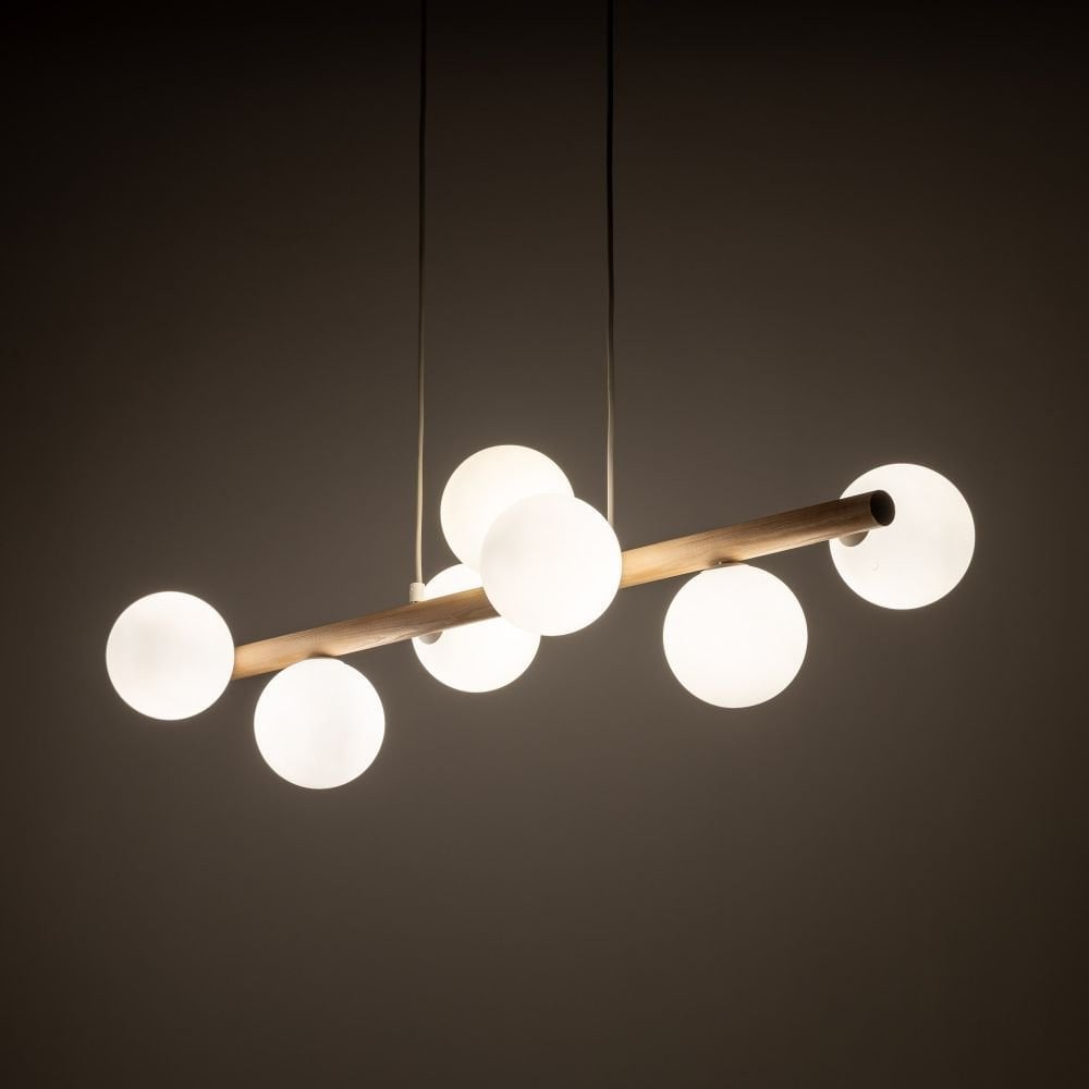 TK Lighting Estera 5905 lampa wisząca zwis 7x6W G9 drewniana/biała