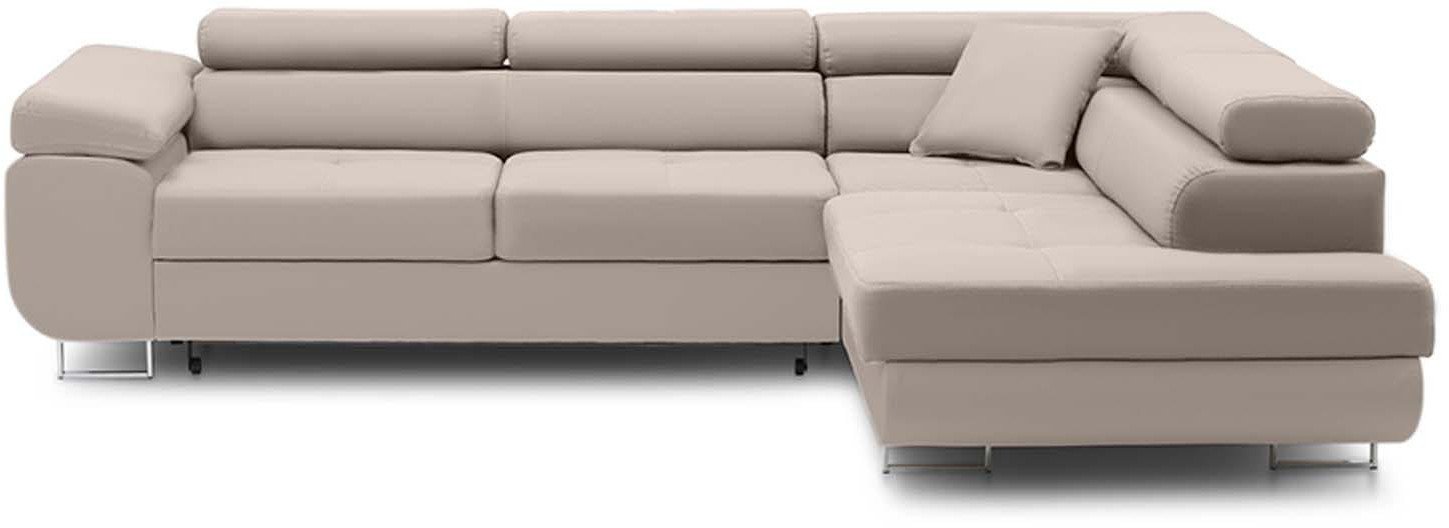 Duży narożnik, prawy, Bellezza, velvet, 270x206x87 cm, beżowy | TYLETEGOTU