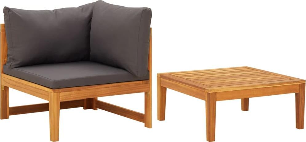 vidaXL vidaXL 2-cz. zestaw wypoczynkowy do ogrodu, ciemnoszare poduszki