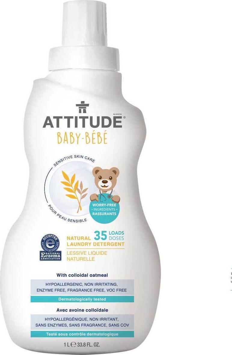 Attitude Sensitive Skin Baby, Delikatny płyn do prania tkanin dziecięcych, 35 prań, 1L