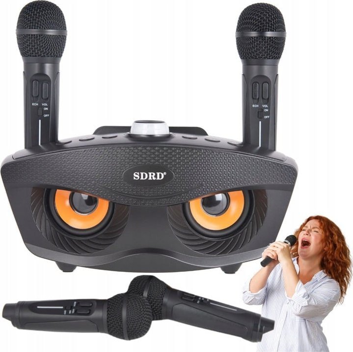 Mikrofon Art Zestaw Karaoke Stacja + 2 Bezprzewodowe Mikrofony