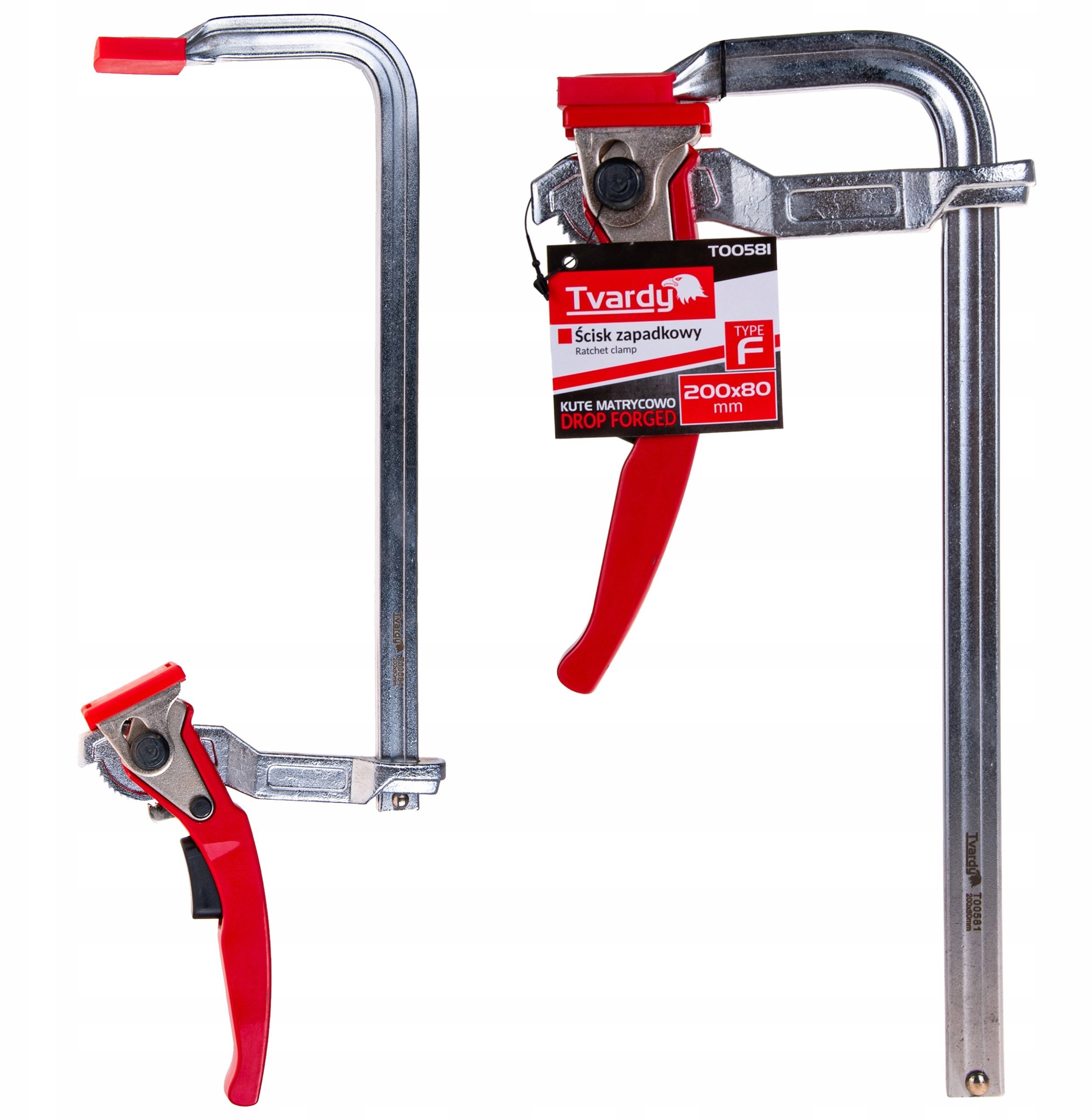 Ścisk zapadkowy kuty typu F 200x80mm (20)