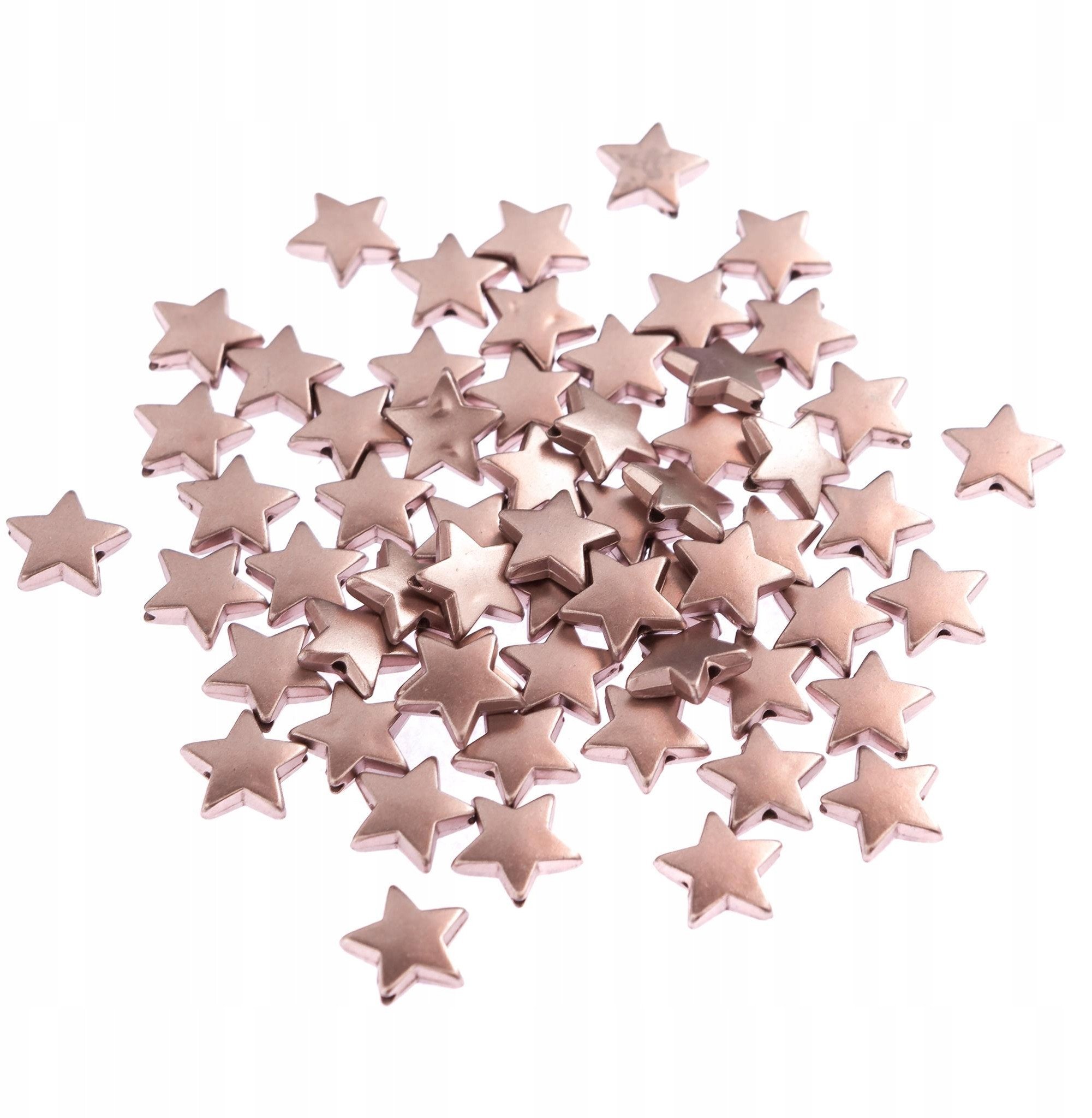 Koraliki gwiazdki 1,5cm różowe złoto 60szt