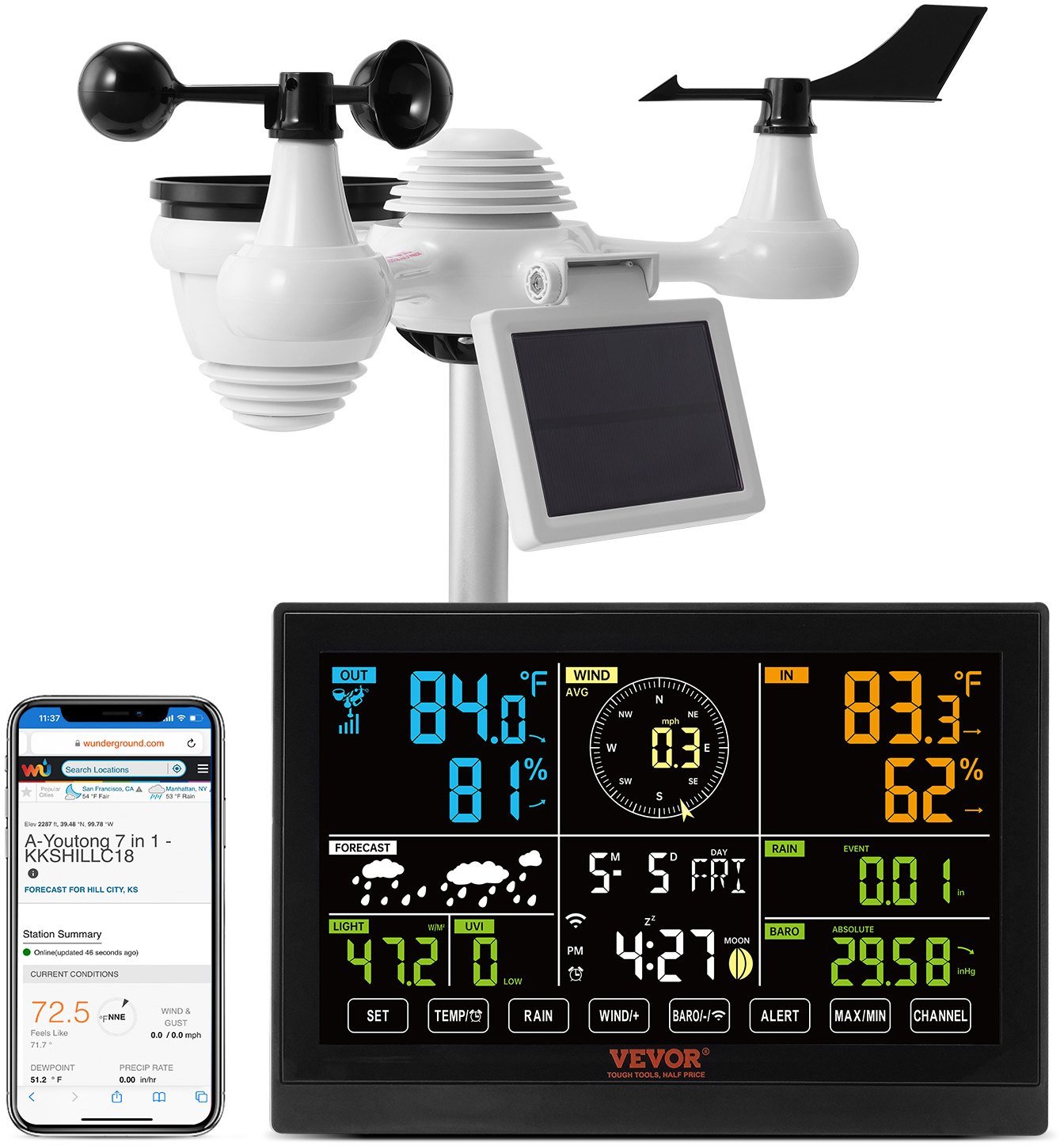 Stacja pogody meteorologiczna bezprzewodowa zasięg 150 m WI-FI