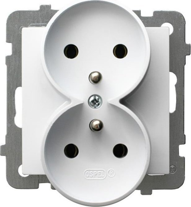 Ospel Ospel AS biały - gniazdo podwójne (+0) do ramki GP-2GRZ/m/00