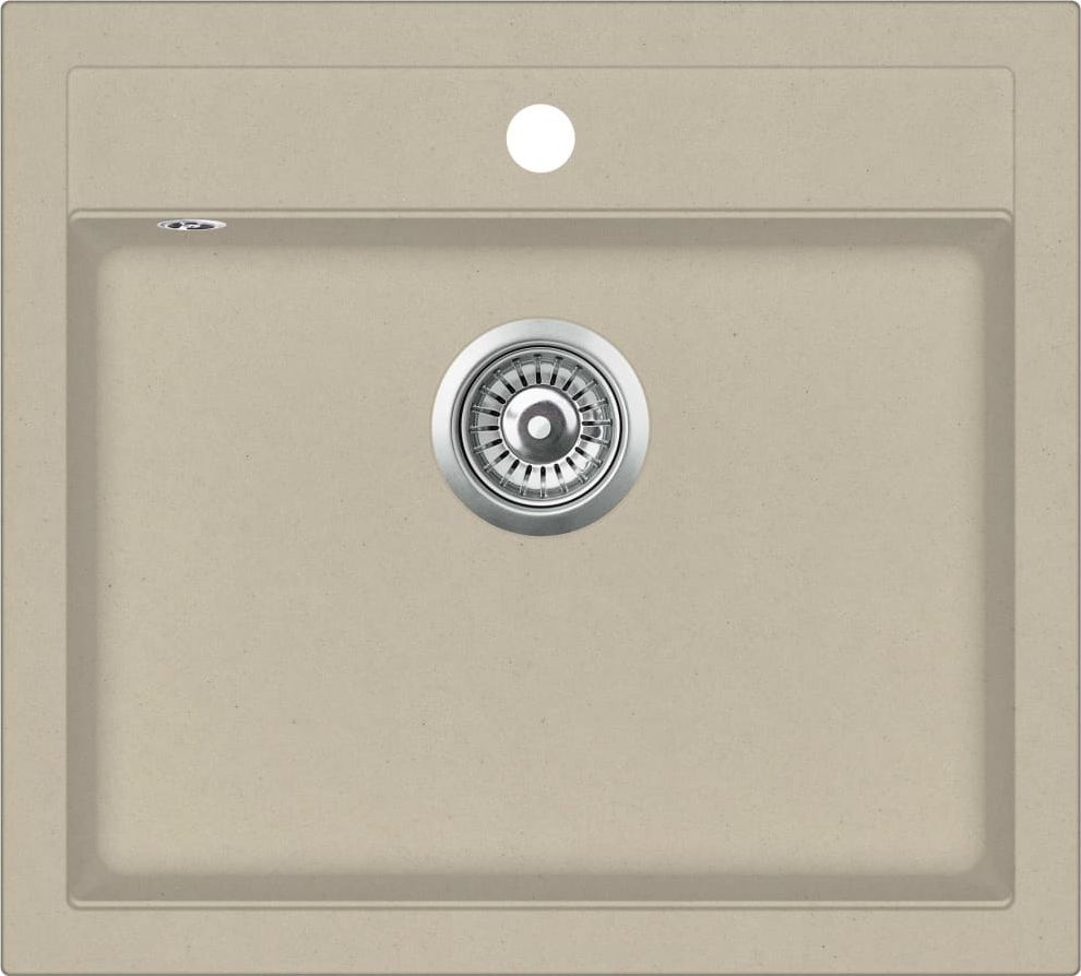Zlewozmywak vidaXL Granitowy zlewozmywak jednokomorowy, beżowy