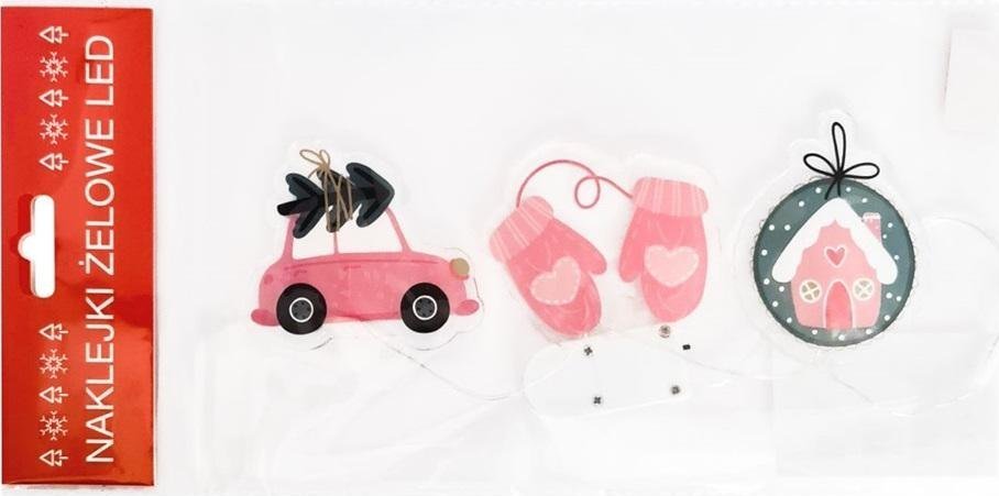 Żelowe naklejki dekoracyjne LED - Różowy samochód EDUKAMP