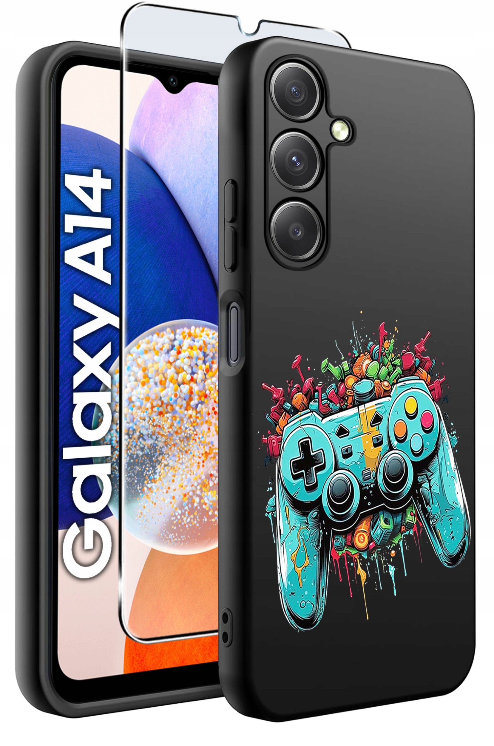 ETUI do Samsung A14 5G WZORY | SILIKONOWE MATT CASE + SZKŁO HARTOWANE 9H