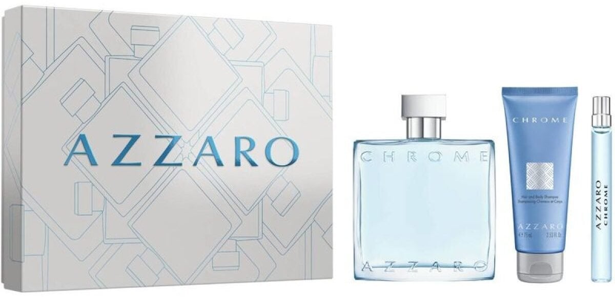 Set Loris Azzaro: Chrome, Eau De Toilette, For Men, 100 ml + Chrome, Eau De Toilette, For Men, 10 ml + Chrome, Shower Gel & Shampoo 2-In-1, 75 ml For