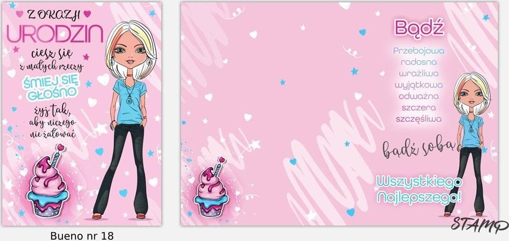 Stamp Karnet Bueno B6 + koperta wzór nr 18 Urodziny