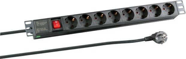 EFB EFB 48,3cm 19Zoll 1HE Steckdosenleiste 8 x CEE 7/3 mit Schalter im Aluprofil grau