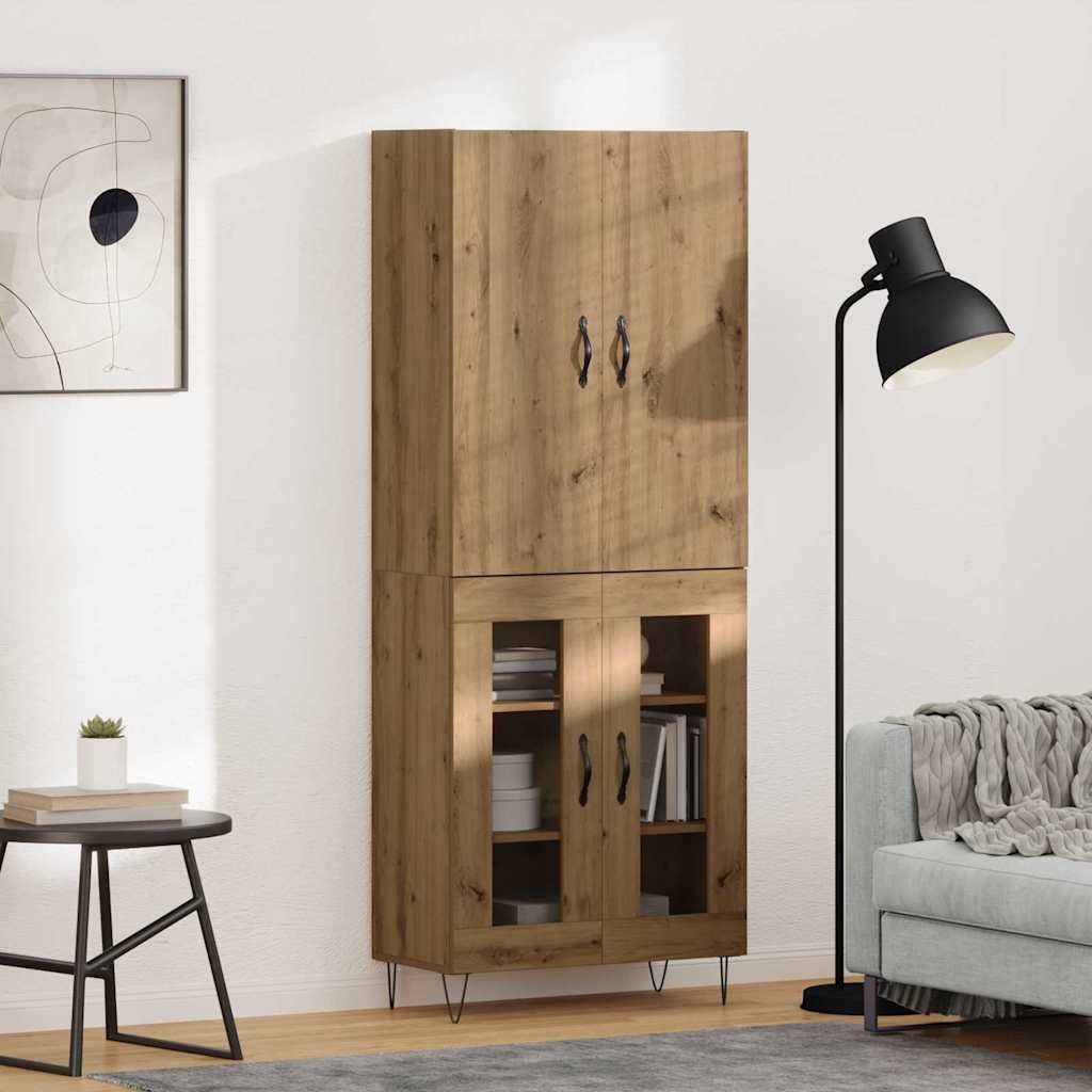 vidaXL Highboard 2 pcs Dąb rzemieślniczy Drewno inżynieryjne i szkło
