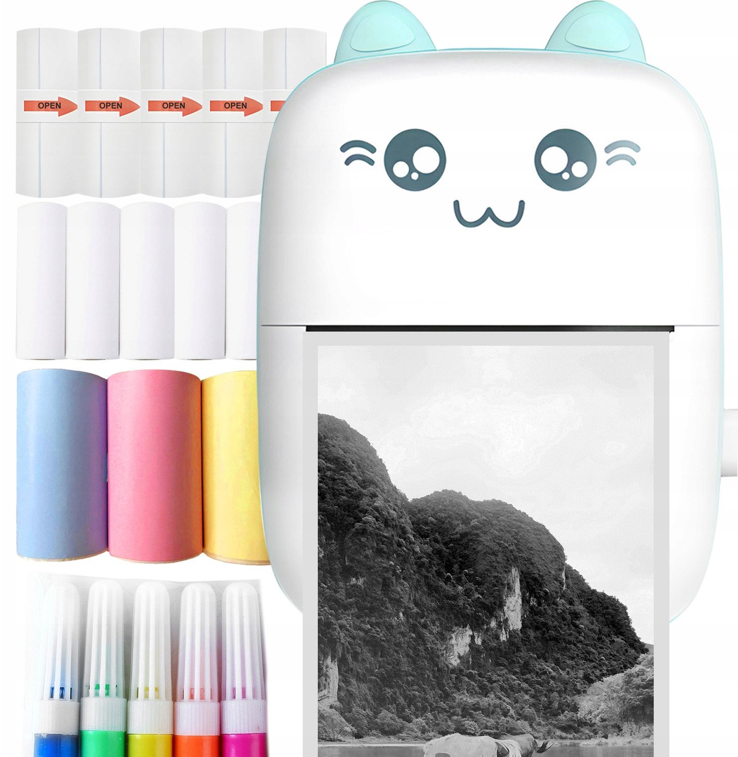 Drukarka etykiet Logit 18 W 1 MINI DRUKARKA PRZENOŚNA BEZPRZEWODOWA NIEBIESKA C28