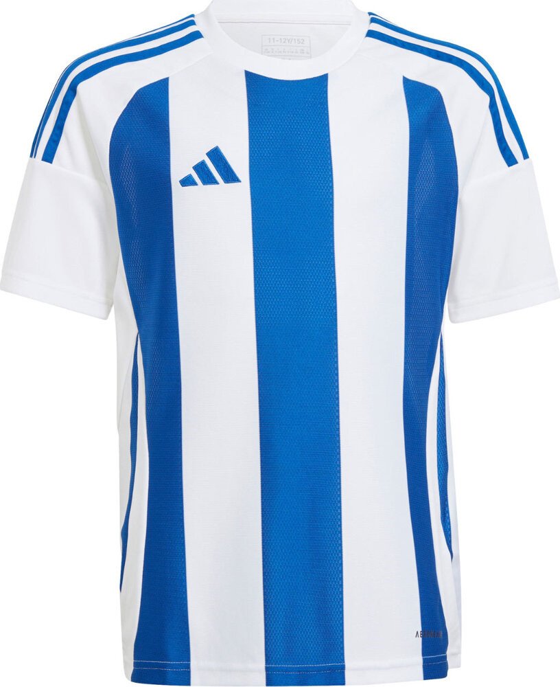 Koszulka dla dzieci adidas Striped 24 biało-niebieska IW2134 152cm