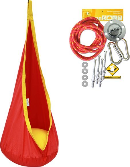 Koala Fotel hamakowy dla dzieci z zestawem montażowym, Czerwony Kokon 2