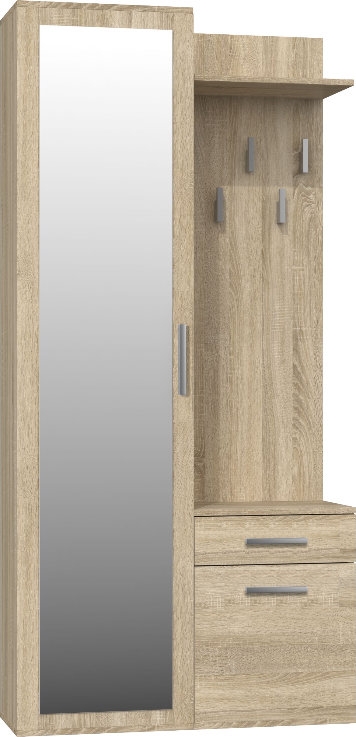 Topeshop GARDEROBA DUO SZAFA LUSTRO WIESZAK DĄB SONOMA