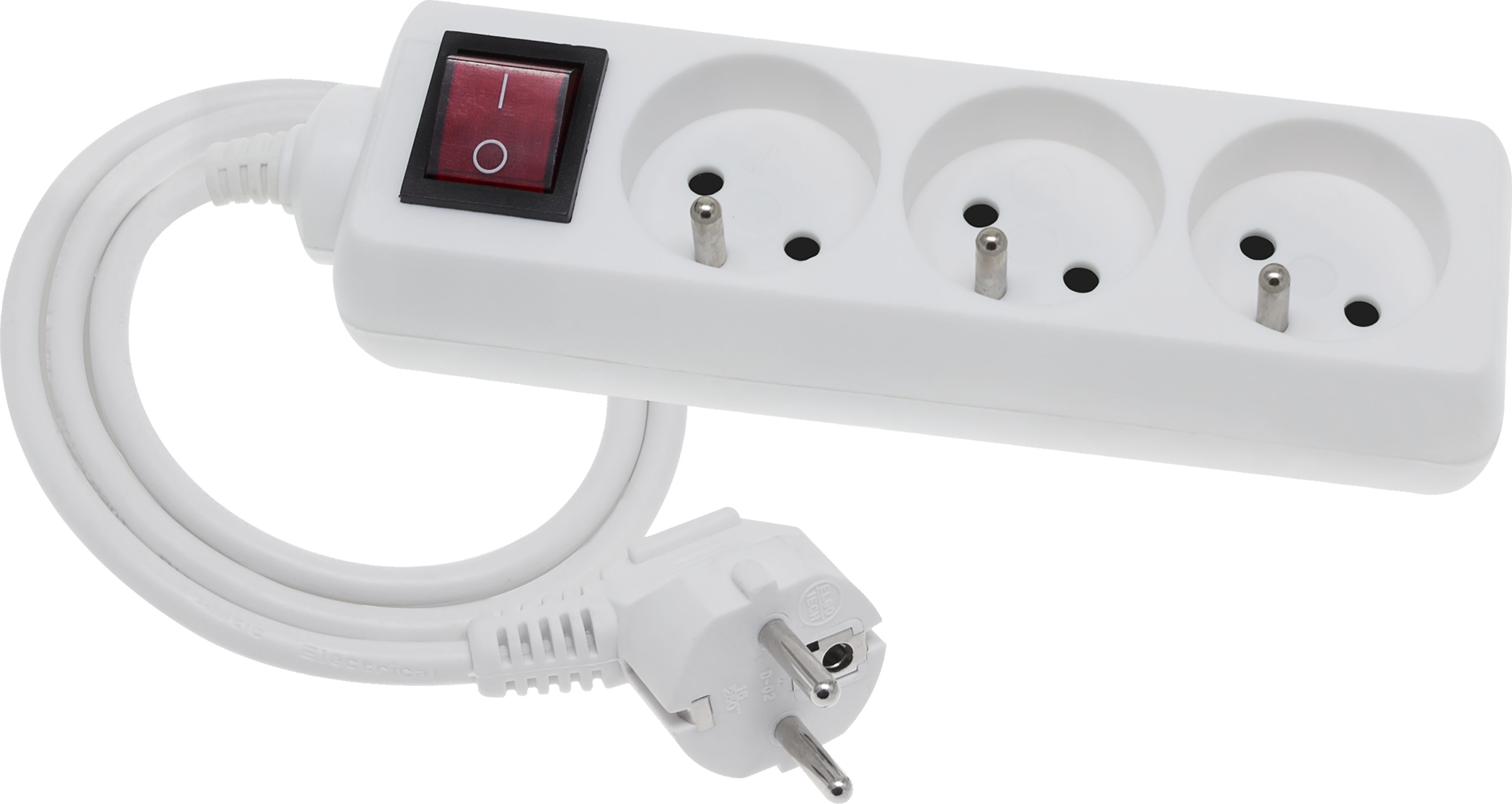 Elgotech EPS-301.5W PRZEDŁUŻACZ LISTWOWY 3X Z/U OKRĄGŁY KĄTOWA 1.5M OMY 3X1.0 WYŁĄCZNIK PODŚW BIAŁY - EPS-301,5W