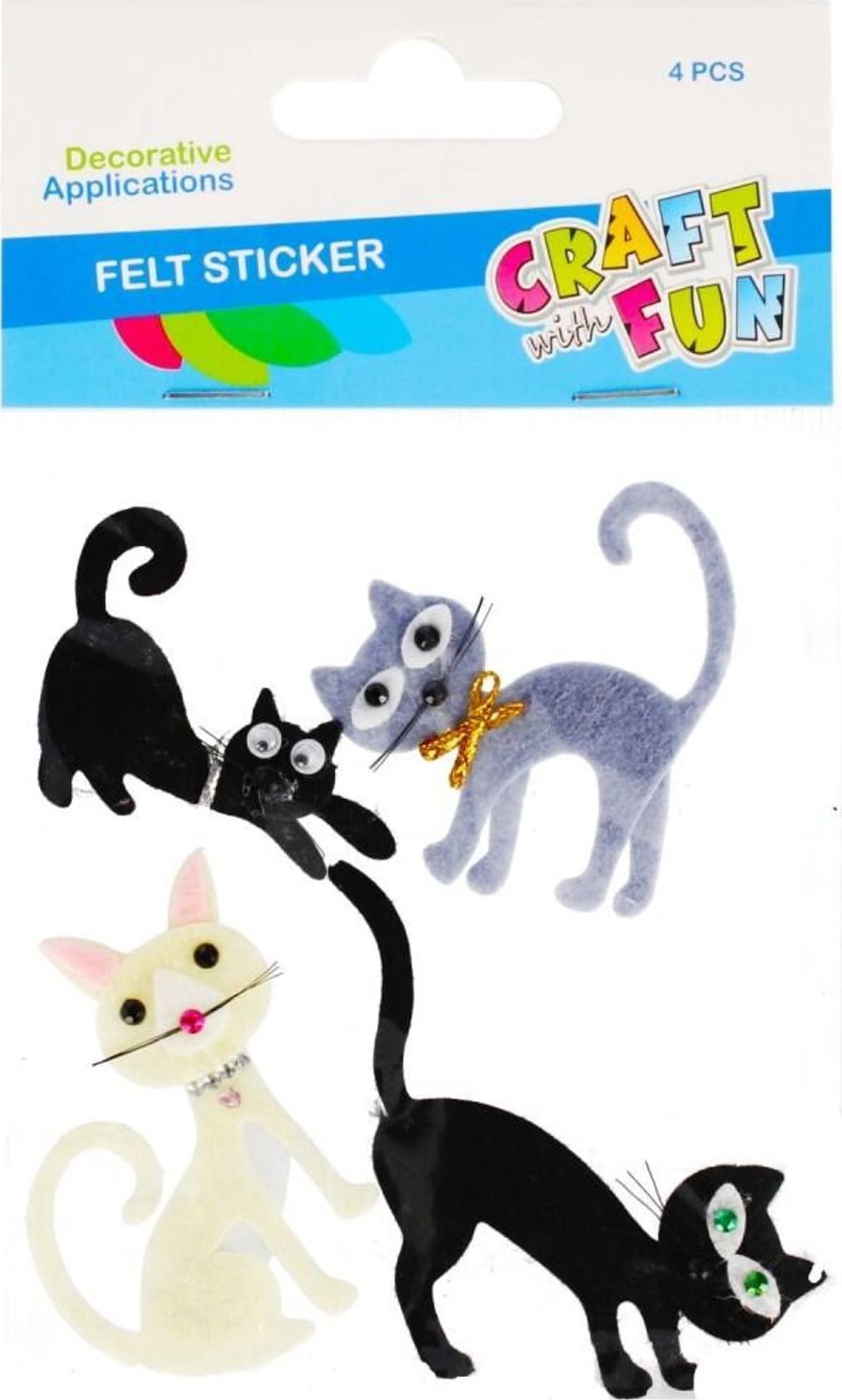 Craft with Fun OZDOBA DEK FILC KOTKI SPRZYL 4SZT CF PBH 12/144