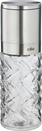 Młynek do przypraw Cilio Młynek do soli lub pieprzu, szkło/stal nierdzewna, śred. 5,5 x 16 cm, kolor stalowy Cristallo / Cilio
