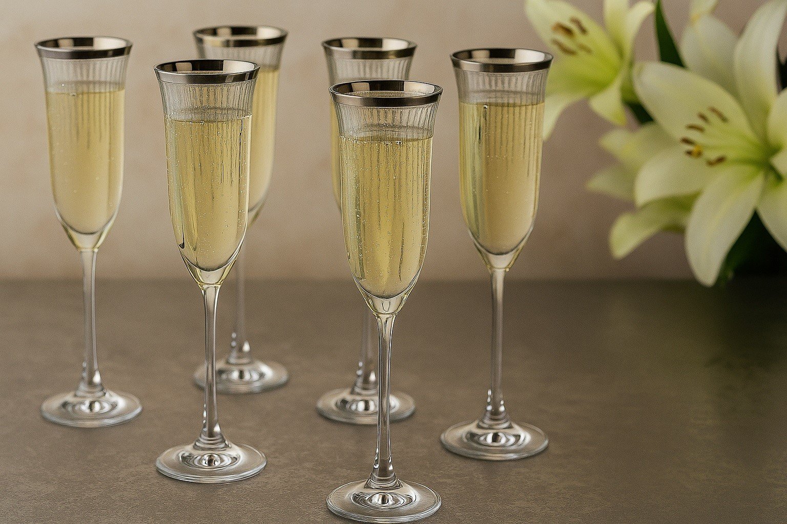 Komplet 6 kieliszków do szampana 160 ml Koral Platinium