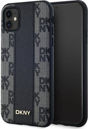 DKNY Leather Checkered Mono Pattern MagSafe - Etui iPhone 11 (czarny)