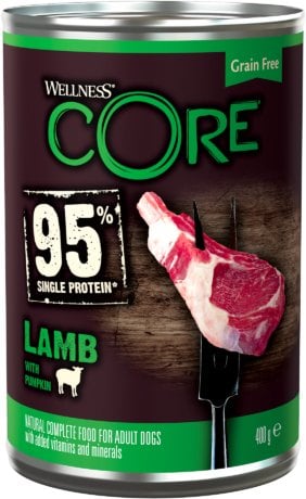 Triton Core 95% Single Potein karma mokra, dla dorosłych psów, jagnięcina z dynią, 400 g, puszka
