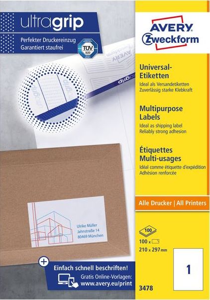 Avery Zweckform Etykiety 210x297mm - (3478)