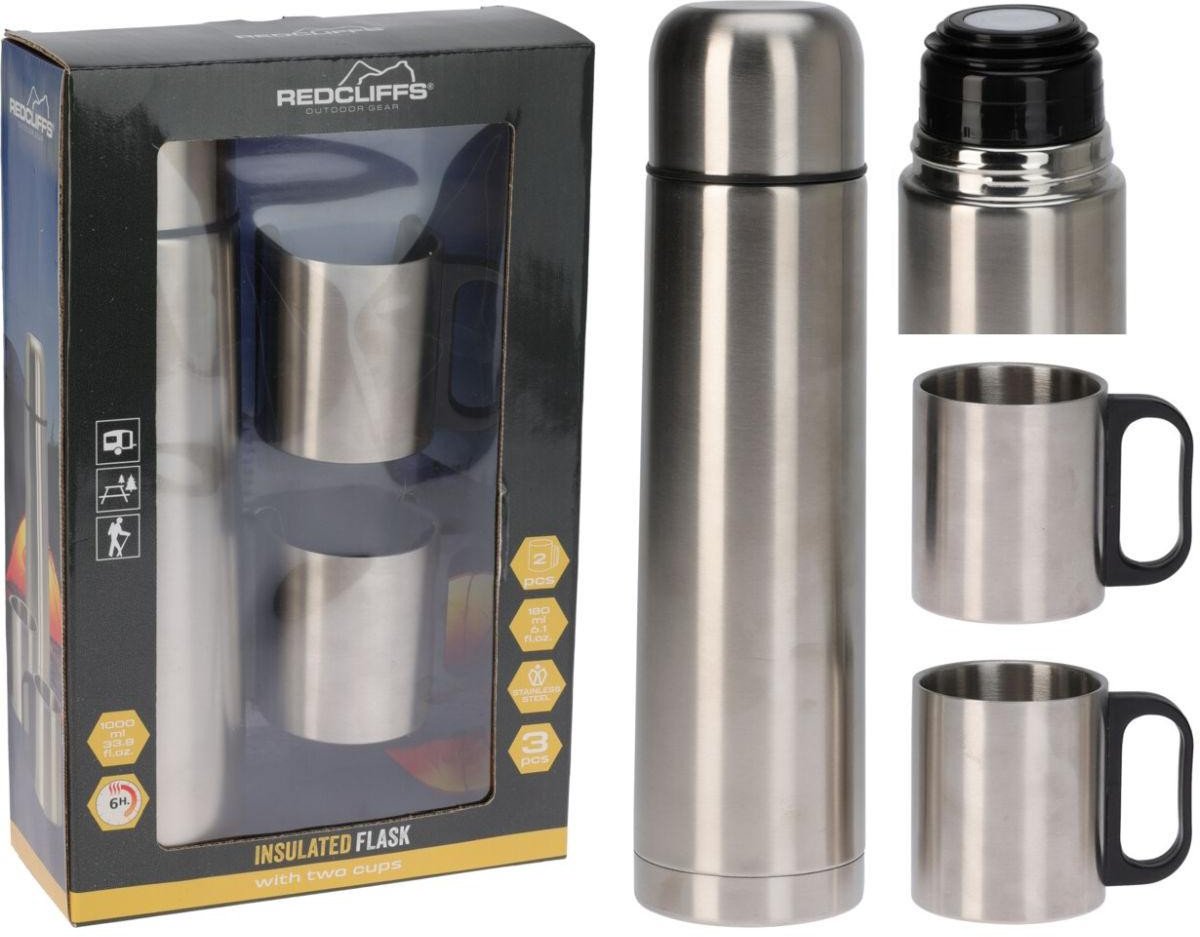 Stainless steel thermos 1L, 2 cups