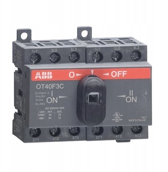 Przełącznik zasilania I-0-II 40A 3P OT40F3C 1SCA104913R1001