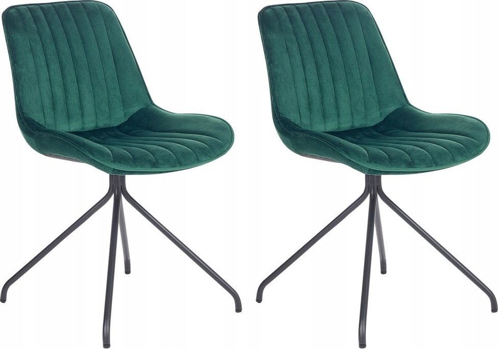 Beliani Zestaw 2 krzeseł do jadalni welurowy zielony NAVASOTA