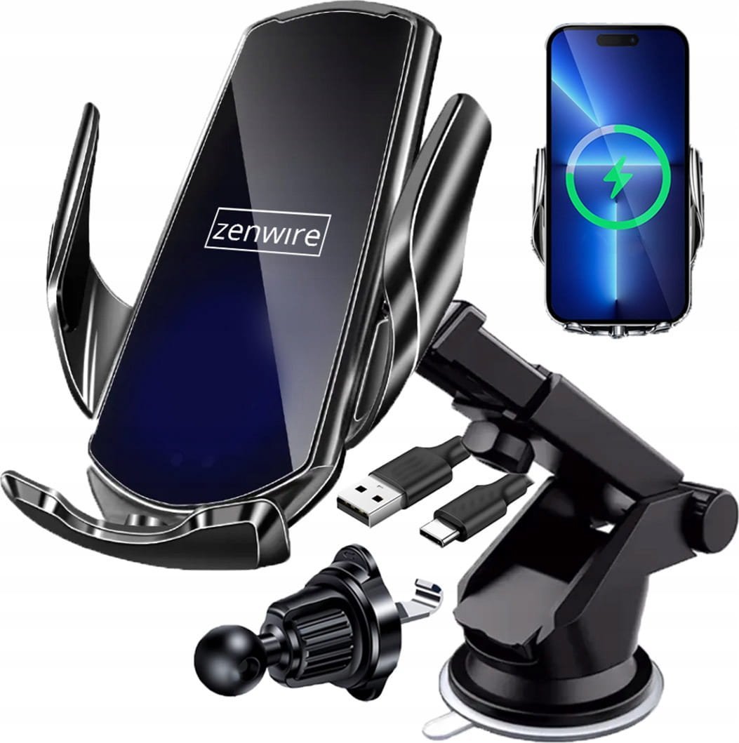 Zenwire Uchwyt na Telefon do Samochodu z Ładowarką Indukcyjną Szyba Kratka Kokpit Zenwire W30
