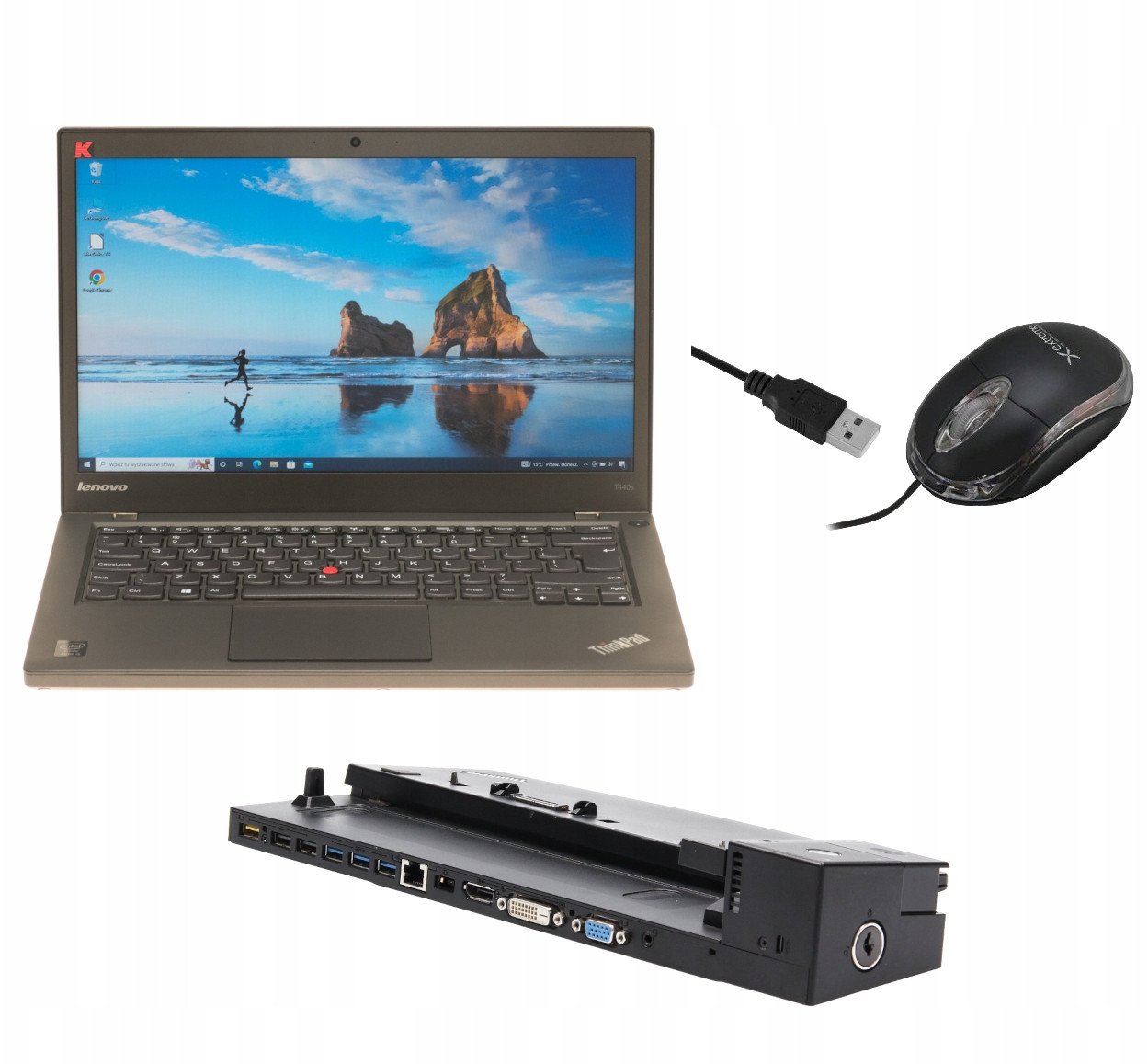 Laptop Lenovo T440s i5 8GB 240GB SSD Windows 10 | Stacja Dokująca 40A2 + MYSZ